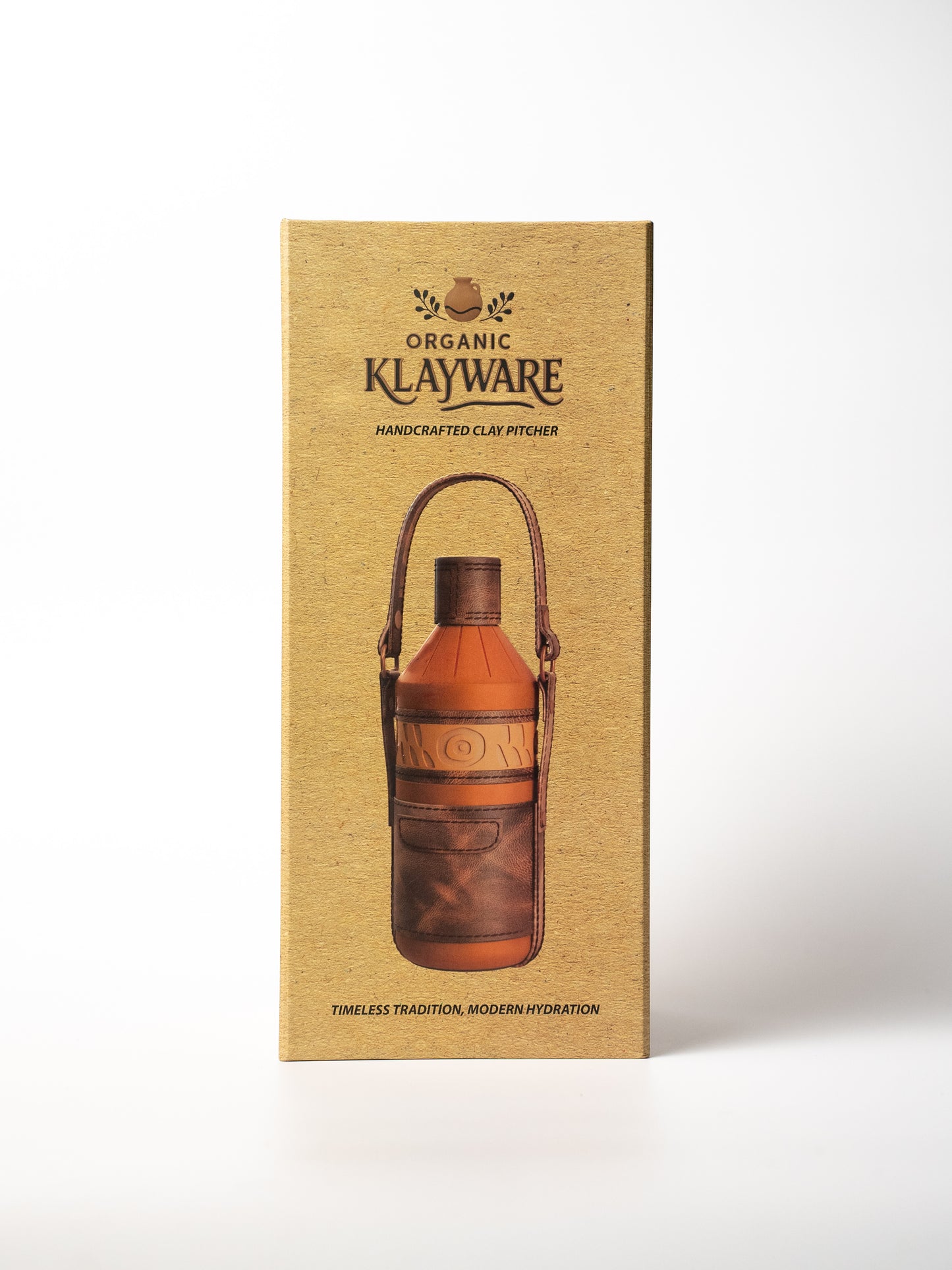 Handcrafted Natural Terracotta Clay Water Bottle (600ml / 20.2 fl oz) by Organic Klayware | Rustic Gift | Natural Cooling | Eco-Friendly | Reusable | Sustainable | Artisanal Craftsmanship | Natural Filtration
